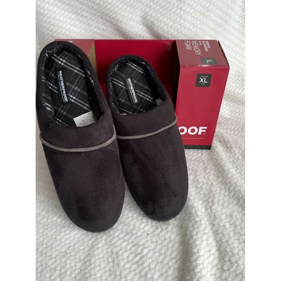 Men’s Size XL 11-12 Weatherproof Vintage Faux Suede Slip On Clog Slippers Black main image 10